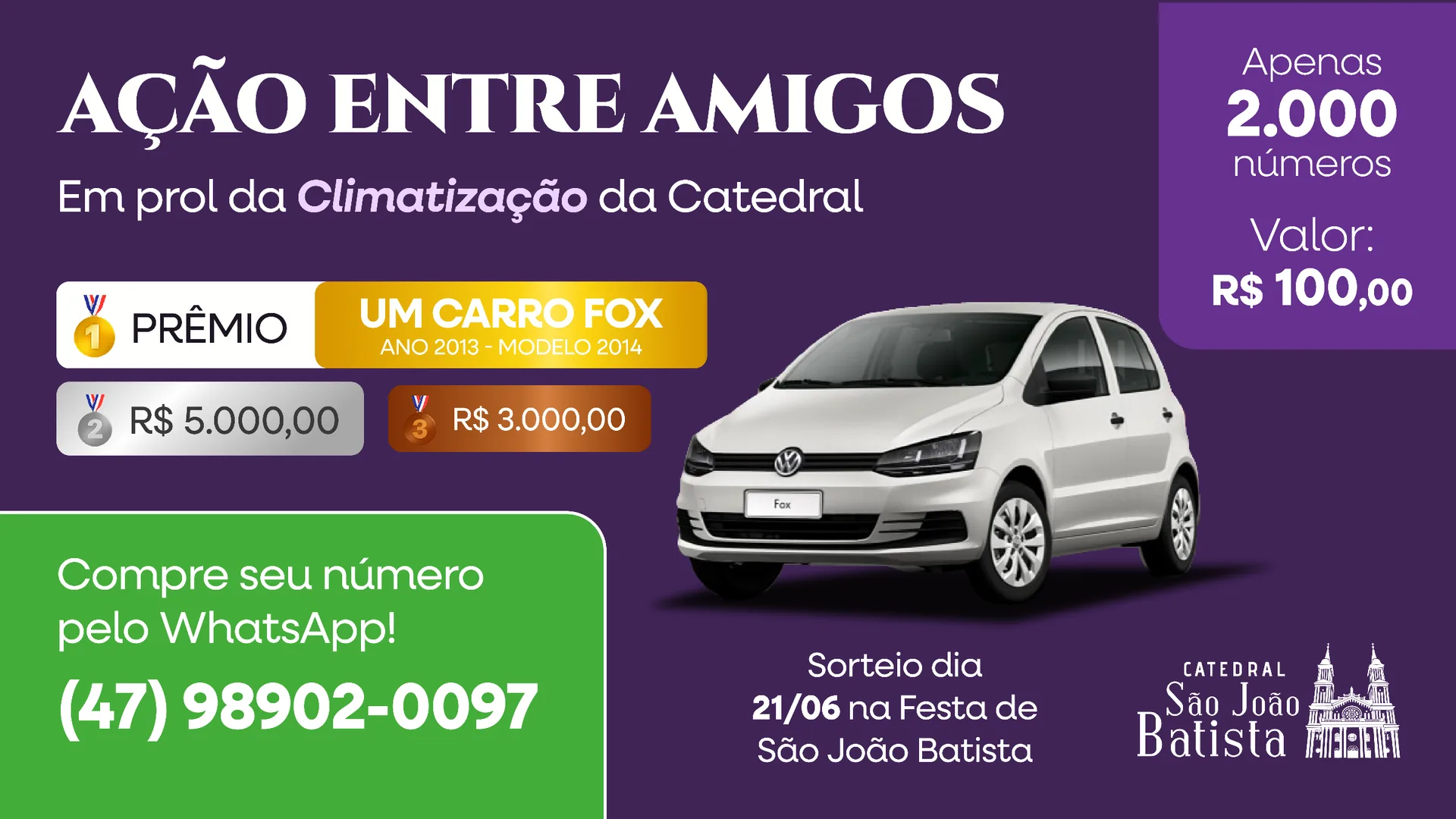 Catedral São João Batista promove ação entre amigos em prol da climatização do templo